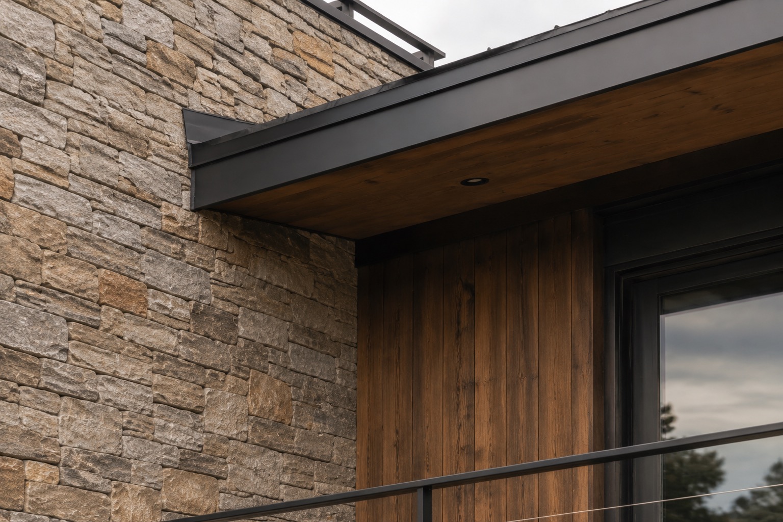 Winslow Residence, stone and eave detail